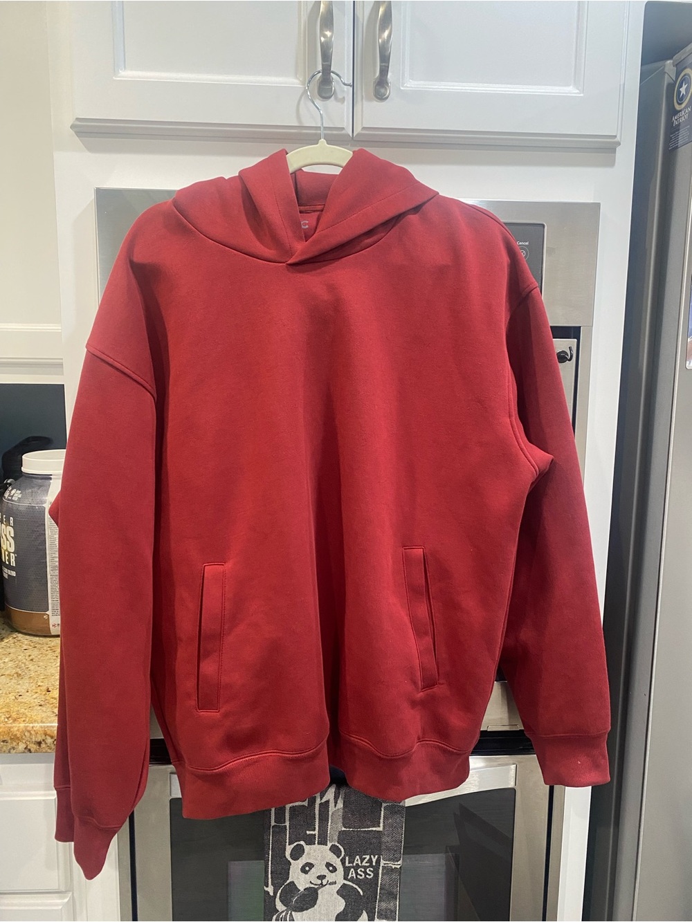 NWOT! Uniqlo: C- Men's Size Large Brick Red Hooded Pullover Sweatshirt